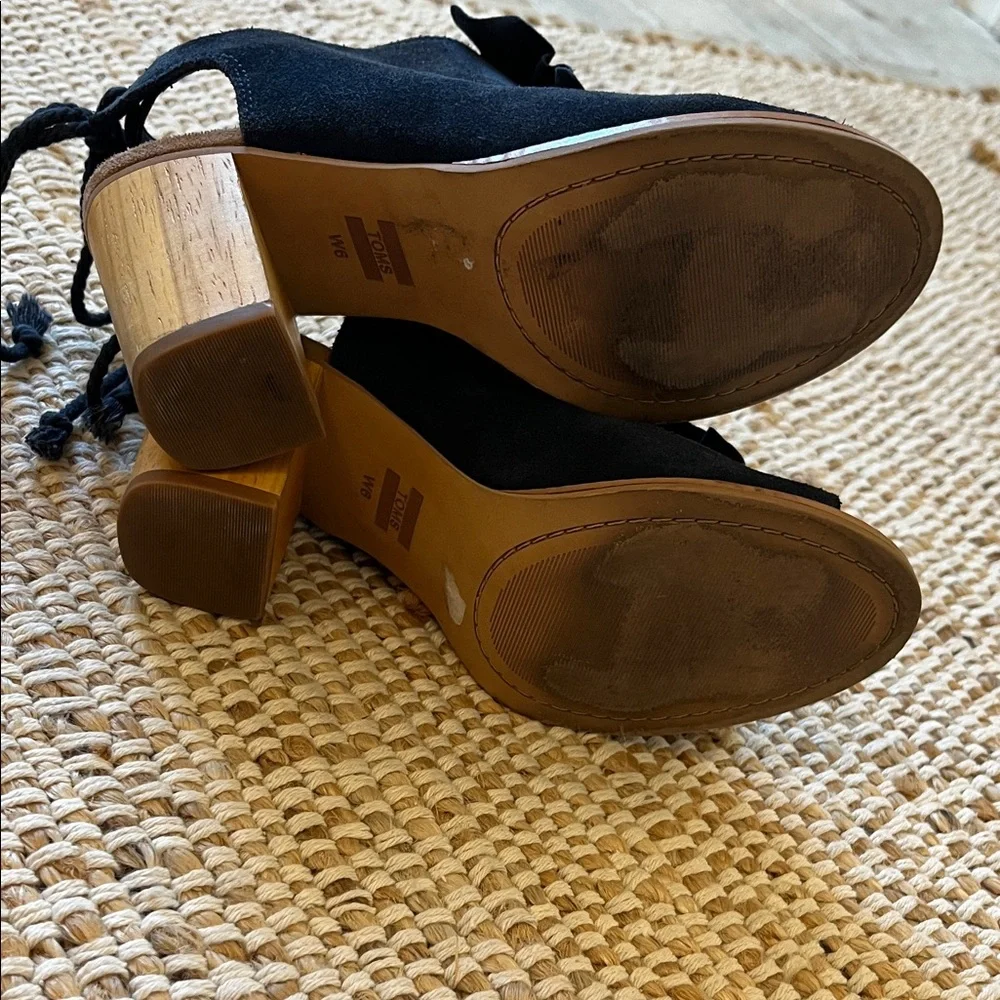 Toms Blue Suede Wedge Sandals
